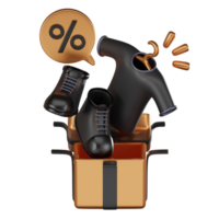 3d ilustração do presente caixa e desconto produtos. compras e venda atividade ícones. png
