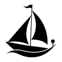 a black and white silhouette of a sailboat vector