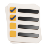 3d rendering office icon concept. 3d render checklist png