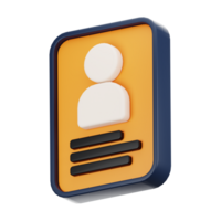 3d rendering office icon concept. 3d render id card png