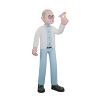 3D Professional in Science. A male scientist is standing while observing the test tube he is carrying. Male Scientist png