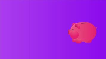 Animation of a piggy bank with coins falling in cartoon style, suitable as a background for presentations about saving. video