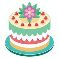 a colorful cake with a flower on top vector