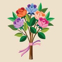 a bouquet of roses with a ribbon on it vector