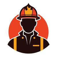 firefighter silhouette style with white background . vector