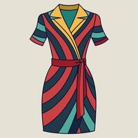 a dress with a colorful stripe pattern vector