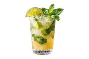 A mojito cocktail with lime and mint png