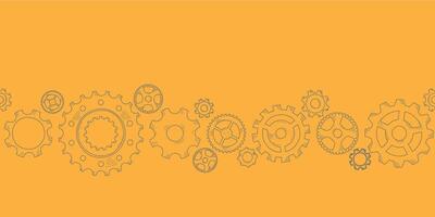 Hand drawn gear cogwheel seamless pattern. Doodle sketch style color gear mechanism. Concept of business idea, teamwork, progress background. Doodle cog vector