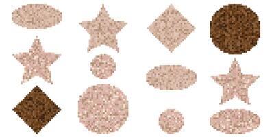 Nude skin tone censorship bars in diverse shapes such as circles, stars, and ovals. Suitable for sensitive content coverage in creative projects, web design, and digital media. vector