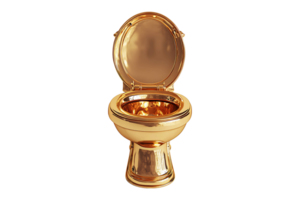 Open gold toilet isolated on transparent background. png