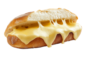 Melted cheese in a sandwich isolated on transparent background. png