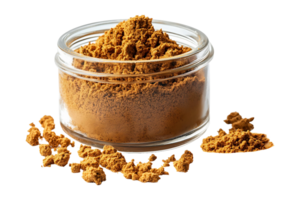 Spice powder in a glass jar isolated on transparent background. png