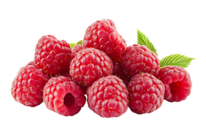 Ripe raspberries in a cluster isolated on transparent background png