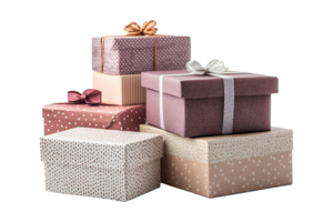 Stack of gift boxes isolated on transparent background. png