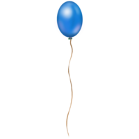 Blue balloon with a gold string on a transparent background png