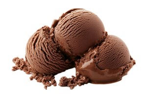 Scoop of chocolate ice cream isolated on transparent background. png