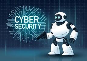 AI Robot Cyber Security Protection, Robotic Guard vector