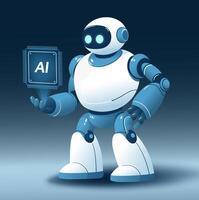 AI Robot With Chip Processor, Artificial Assistant vector