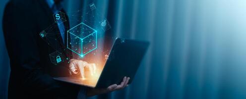 Blockchain Technology Concept, Revolutionizing Industries, Exploring the Boundless Potential of Blockchain Technology for Secure, Decentralized Transactions and Immutable Digital Data Management photo