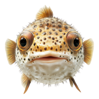 Puffer fish Realistic front view in the ocean Transparent png