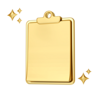 Golden Clipboard, Shining Clipboard with Golden Finish, 3d rendering png