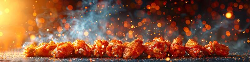 Panorama photo of a chicken wings