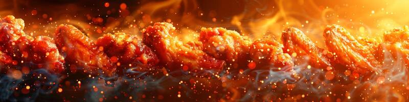 Panorama photo of a chicken wings