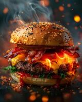 Photo of a beef burger sandwich