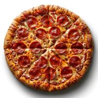 Photo of a cheese pizza with white background