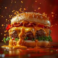 Photo of a beef burger sandwich