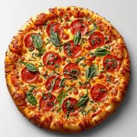 Photo of a pizza margherita with white background