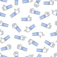 doodle comic hand pose gesture seamless pattern background vector