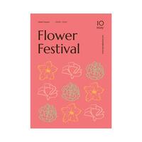 A minimalistic placard with hand-drawn flower buds in soft colors for the spring market. vector