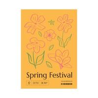 A minimalistic artwork with a hand-drawn flowers in soft colors for the spring market. vector