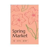A poster with a picture of hand-drawn flowers in soft colors for the spring market. vector