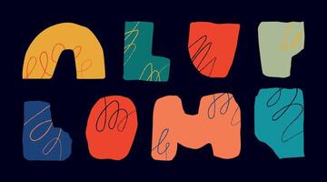 A set of colored abstract cut out rough shapes. Design elements. vector