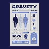Poster in techno style with minimalistic futuristic design. Cover templates with the aesthetics of brutalism, surreal forms. vector