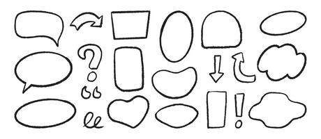 A collection of hand-drawn frames and doodle elements. Design elements. vector