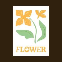 A minimalistic poster template with flowers and leaves in soft tones. Interior decoration. vector