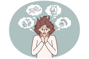 Woman with phobias and manic and rational fears associated with violation of psychological health vector