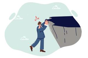 Business man falls from cliff, due to crisis situation causing need to take risks vector