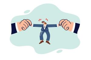 In-demand clerk suffers from managers pulling him in directions, exerting unpleasant pressure vector