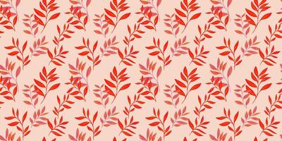 Abstract artistic branches leaves seamless pattern. Autumn leaf stems print. drawing illustration. Nature ornament for textiles, fabric, wallpaper vector