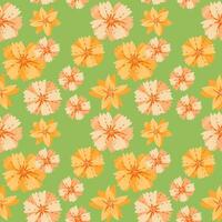 Summer exotic seamless pattern with large floral on a green background. Hand drawn Abstract stylized daisy flowers print. Contemporary ornament for designs, fabric, textiles vector