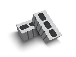 Gray Cement Cinder Block Isolated on White Background. vector