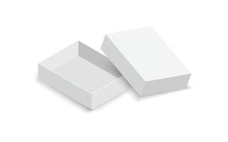 3D realistic blank paper box, top view of empty open box isolated on white background. vector