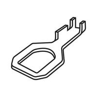 Electrical open barrel non-insulated ring terminal wire connector on white background. Editable stroke outline icon. vector