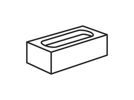 Outline cement cinder Block Isolated on White Background. Editable stroke. vector