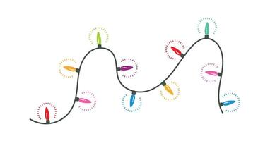Christmas string lights on white background. vector