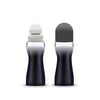 Blank template of roll on antiperspirant deodorant plastic package black color of cosmetic mockup illustration isolated on white background. vector